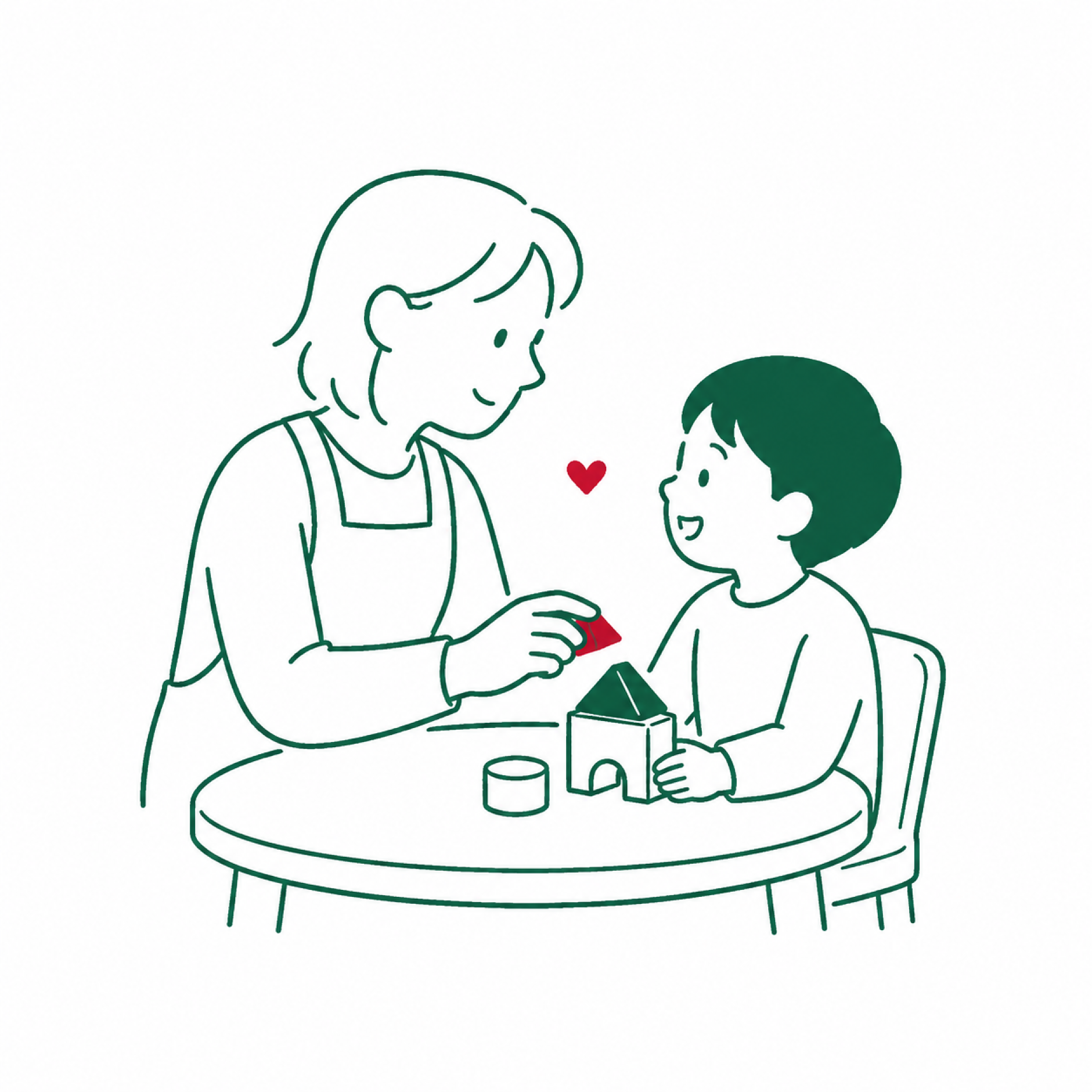 子どもに寄り添って支援する様子のイラスト